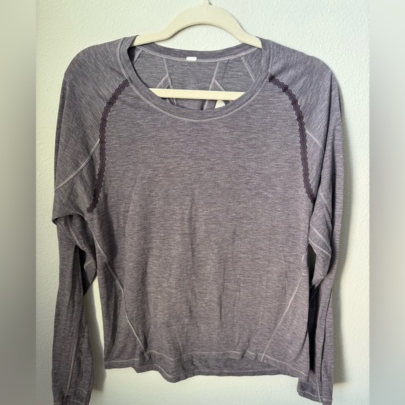 Lululemon Athletica Stop Drop & Squat Long Sleeve Top Heathered Black Currant - Picture 3 of 8